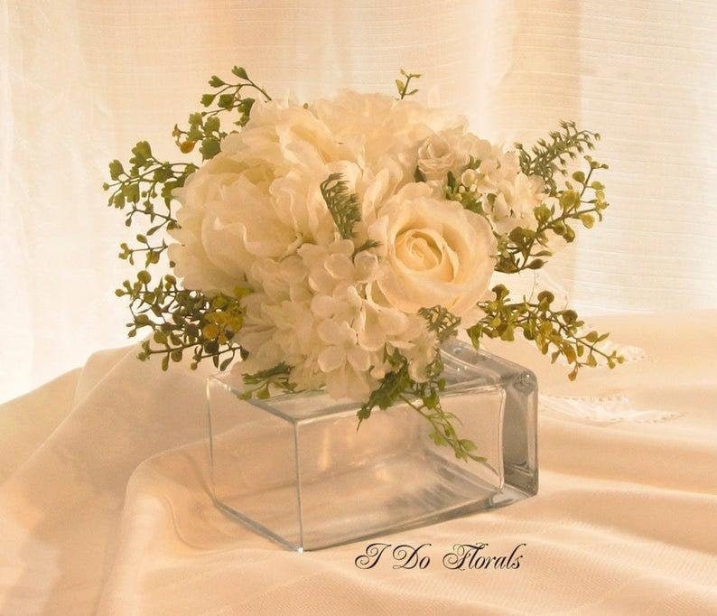 Silk White Rose Bridal Bouquet Romantic Wedding Bouquet Etsy