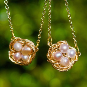 Bird Nest Wire Wrapped Necklace Easter Eggs Necklace Parelsnoer