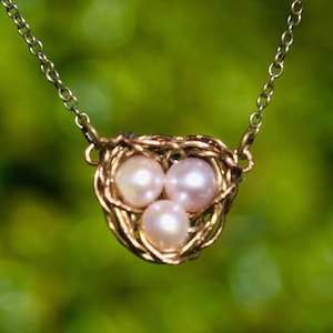 Bird Nest Wire Wrapped Necklace Easter Eggs Necklace Parelsnoer