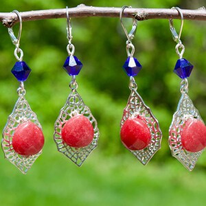 Red Agate Drop Earrings| Boho Style