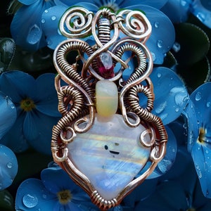 Rainbow Moonstone and Opal 925 Sterling Silver Necklace