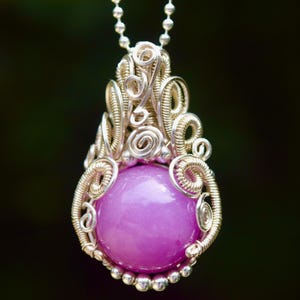Purple Jade Necklace | Wire Wrapped Purple Jade Sphere Necklace