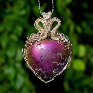 Rainbow Aura Heart Quartz Necklace