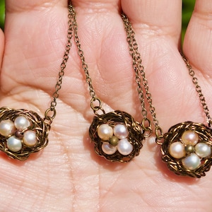 Bird Nest Wire Wrapped Necklace Easter Eggs Necklace Parelsnoer