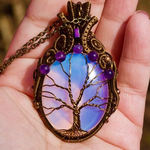 Tree of Life Opalite Wire Wrapped Necklace