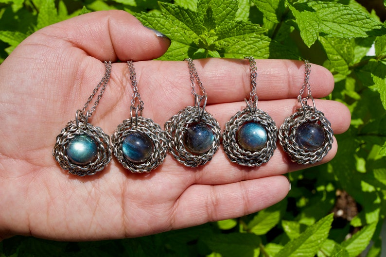 Labradorite Bird Nest Necklace