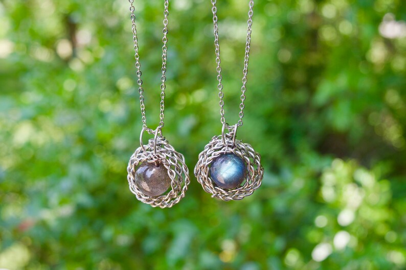 Labradorite Bird Nest Necklace