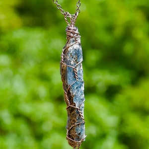 Raw Kyanite Wire Wrapped Necklace