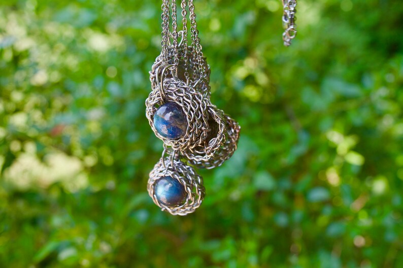 Labradorite Bird Nest Necklace