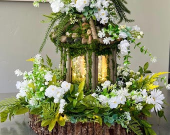 Enchanted FAIRY Floral Lantern Centerpiece – Fairy Lights, Princess Party Decor Wedding Decor