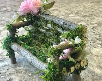 Fairy bench/fairy garden/ Enchanted Forest/ Fairy Door Reclaimed Wood/weddings/woodland party