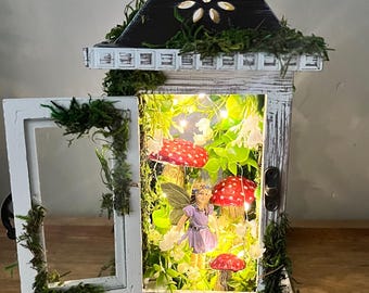 Lighted Spring Fairy Lantern | Enchanted Forest Fairy Decor | Woodland Centerpiece with LED Lights