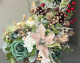 Christmas Lighted Flower Centerpiece Bouquet