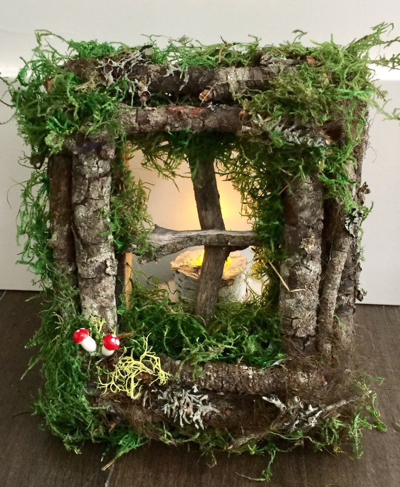 Lighted Fairy Window/ Enchanted Forest/ Fairy Door Reclaimed Wood/weddings/woodland party image 1