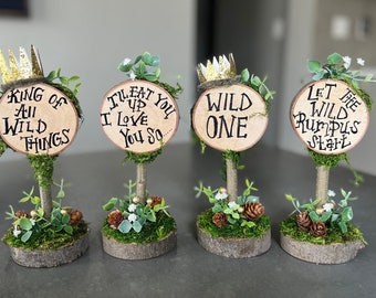 LIMITED!! XL. 4piece   Where The Wild Things Are signs /cake topper / Centerpieces/ Weddding, Baby Shower, Wild One Birthday,