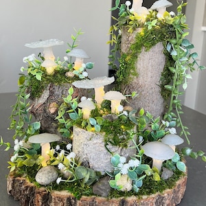 Centro de mesa con forma de hongo iluminado XL/boda/babyshower/el señor de los anillos/boda en el bosque/boda de hadas/hobbit/elfo/ramo de hongos