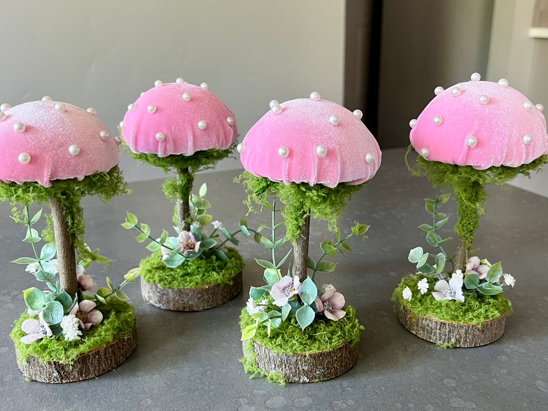 Set De Hongos Decorativos Para Jardín De Hadas - 10 Cm De Altura, Hechos De Arcilla