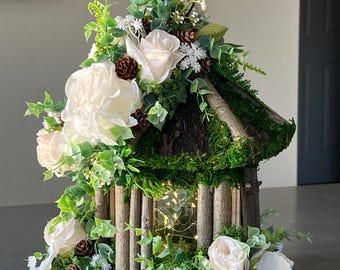 Lighted Driftwood Enchanted Forest Lantern  | Rustic Fairy Light Decor/Princess
