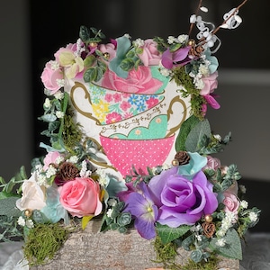 Tea Party Centerpiece Double sided 12”x12”