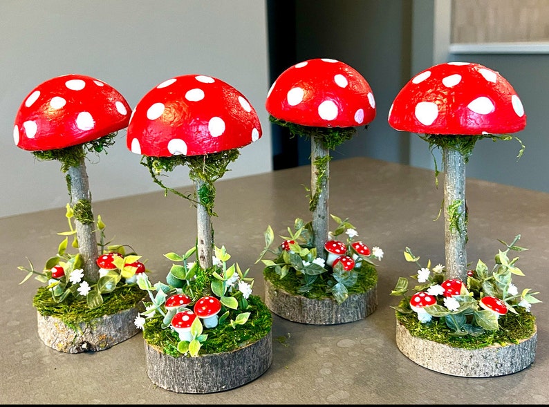 4 piece Fairy Mushroom centerpiece !Woodland Party, fairy,wedding decor, garden fairy decor, home decor, wedding, party/ !Elvin/Spring Decor image 1