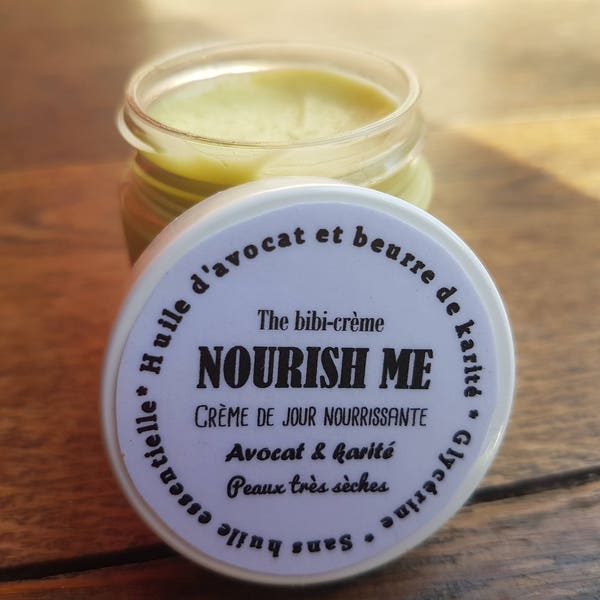 La "NOURISH ME", crème de jour nourrissante et très hydratante pour les peaux sèches à l'avocat et au karité
