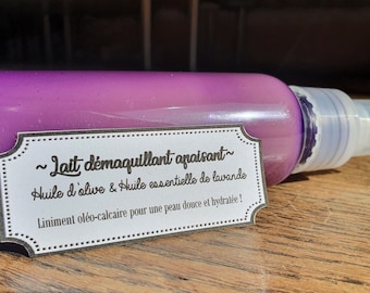 Oleo-calcareous cleansing liniment milk with olive oil and lavender essential oil