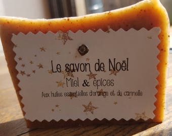 “Christmas Soap”, handmade soap with honey, spices and essential oils of orange and cinnamon