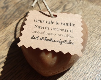 Le "Cœur café-vanille", savon artisanal saponifié à froid au café et parfumé à la vanille