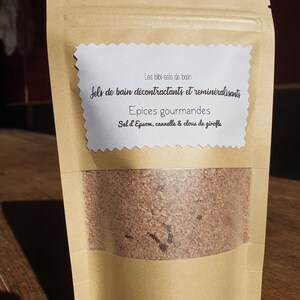 Relaxing and remineralizing bath salts "Gourmet Spices" with spices, cinnamon, cloves and Epsom salt