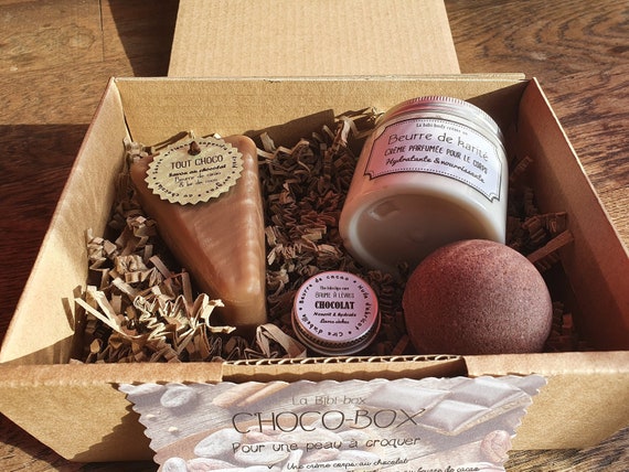 Coffret cadeau "Choco-box", soins complets au beurre de cacao pour les peaux gourmandes