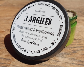 Le "3 argiles", masque argile et huile essentielle de tea tree anti-imperfections et anti-acné