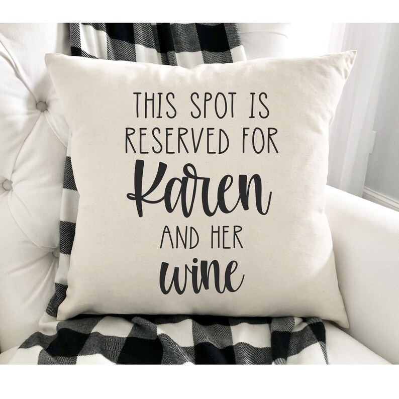 Personalized wine drinking Pillow Cover. 18x18. Cotton Canvas. Etsy