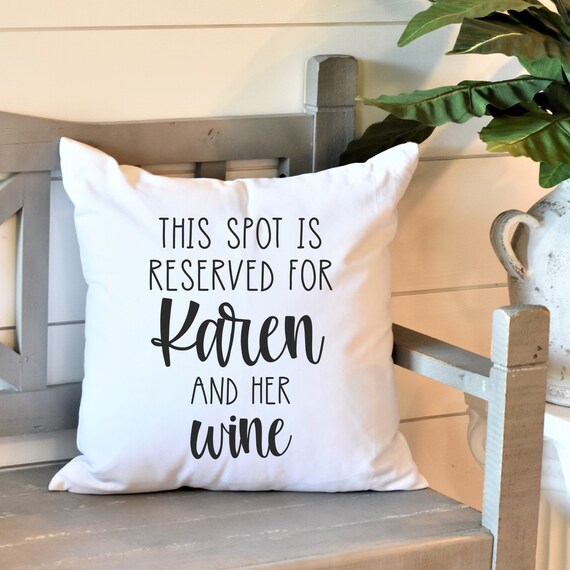 Personalized wine drinking Pillow Cover. 18x18. Cotton Canvas. Etsy