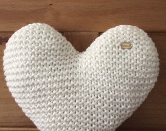 Knitted pillow | Etsy ROPE HEART PILLOW Handmade, hand