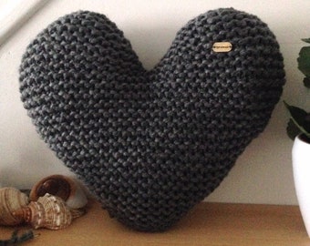 Knitted pillow | Etsy ROPE HEART PILLOW Handmade, hand