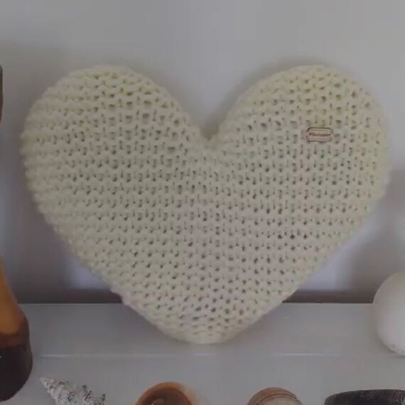 Cream heart cushion sale