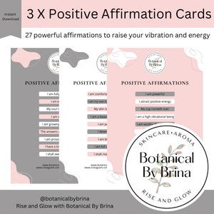 3 Affirmation Cards With 27 Positive Powerful Quotes To Raise Your Vibration and Energy, Digital Product