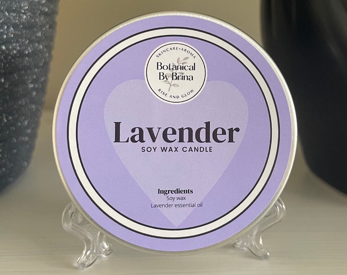 Hand Poured Vegan Friendly Lavender Aromatherapy Soy Wax Candle - 60g