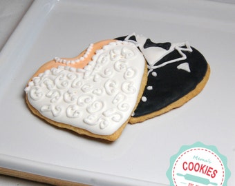 Bride and Groom Heart Cookies Item #1006