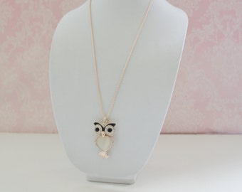 OWL RHINESTONE necklace, Cute Necklace, owl pendant, rhinestone necklace, pendant for woman,