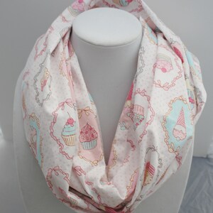 Kawaii scarf scarf with cute muffins, ice cream and cake printed, perfect gift for teenage girl. image 3