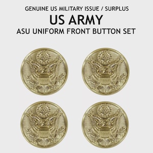 SET of 4 24k Gold Plated Genuine Issue Men&#39;s US Military Army ASU Dress Blue Blues Coat Jacket Front Buttons