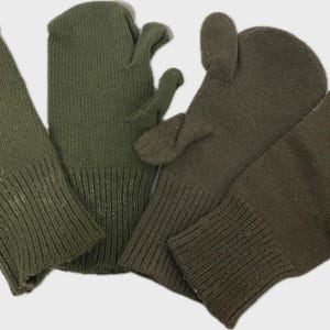 2 PAIRS Vintage USGI Military Wool Blend Trigger Finger Hunting Mittens Gloves MEDIUM