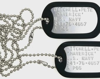 Costume Military Army Dog Tags for Halloween / Theatre Top Gun, Maverick Goose Rambo Iceman