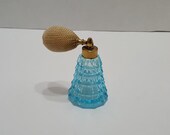 Vintage Blue Glass Perfume Bottle Atomizer