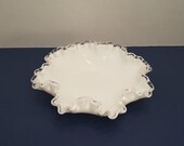 Vintage Fenton Glass Silvercrest Ruffled Bowl