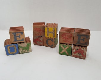 vintage wooden alphabet blocks