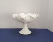 Large Vintage Fenton Glass Silvercrest Compote