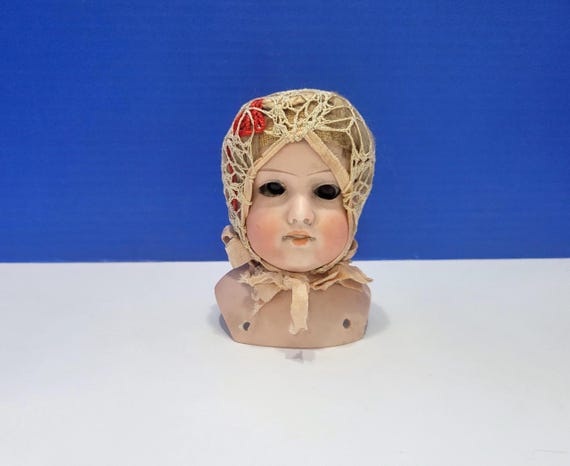 Antique Armand Marseilles Bisque Baby Doll Head with Bonnet