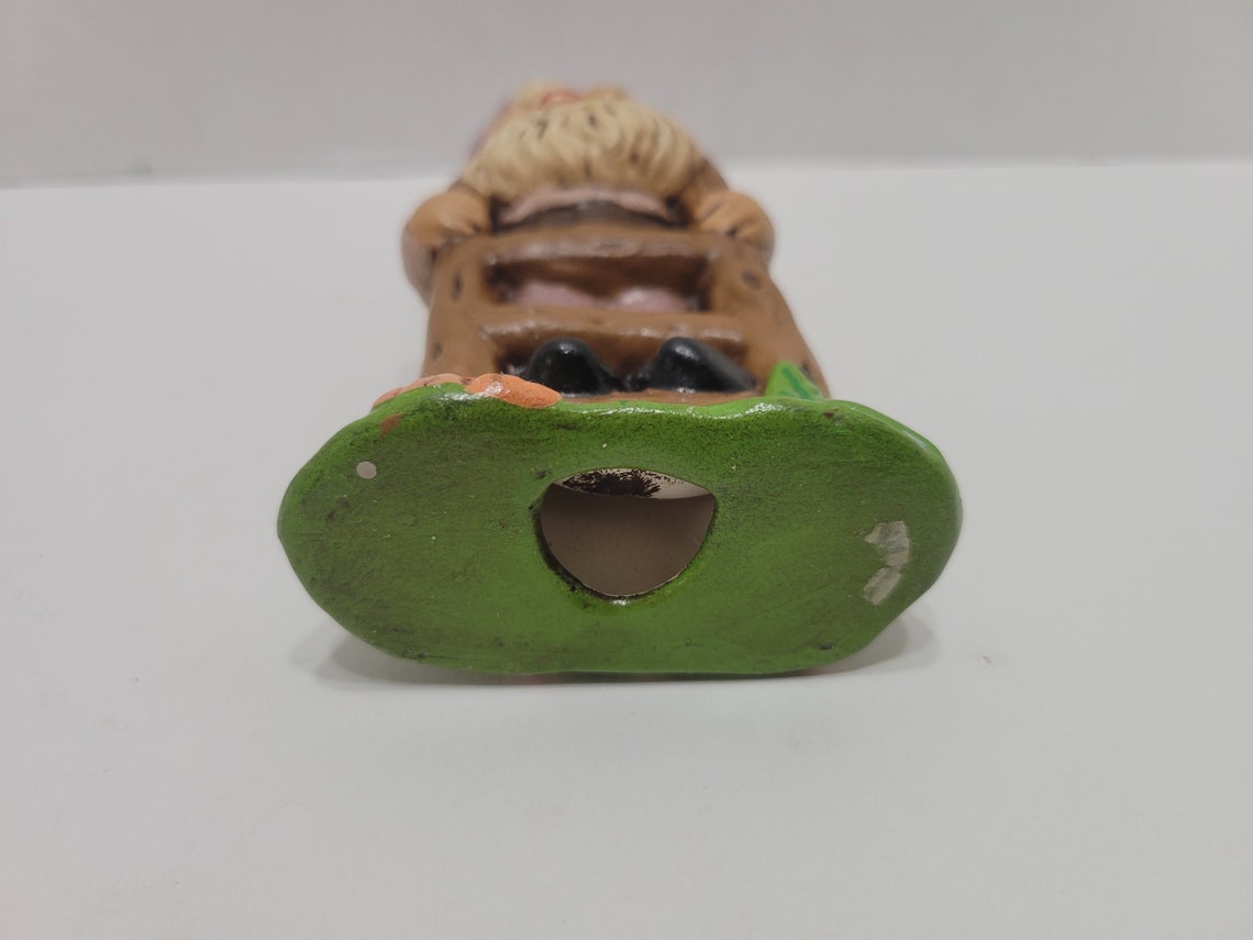 Vintage Ceramic Gnome Figurine Climbing Ladder Etsy